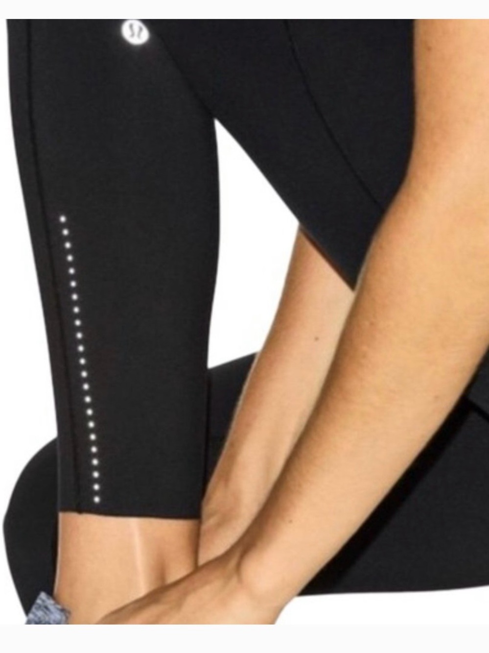 lululemon athletica Black Cropped Performance Capri with Reflective Dots